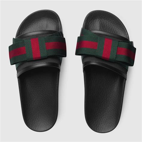 gucci leather slides with bow|Gucci slides clearance.